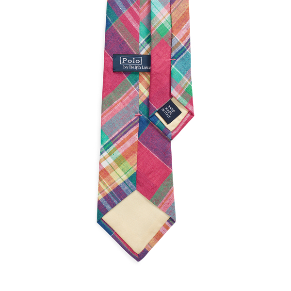 Pink/Blue Multi Plaid Linen Tie Polo Ralph Lauren 2