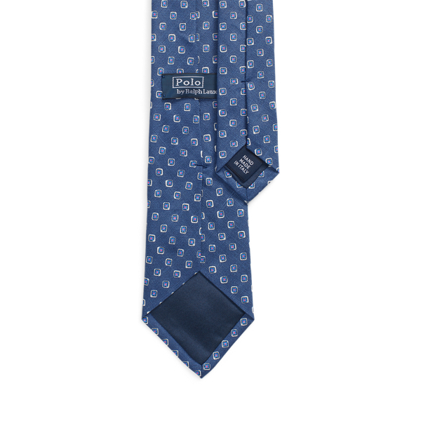 Navy Square-Patterned Linen Tie Polo Ralph Lauren 2