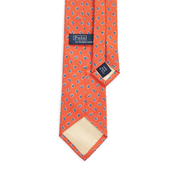 Orange Pine-Print Linen Tie Polo Ralph Lauren 2
