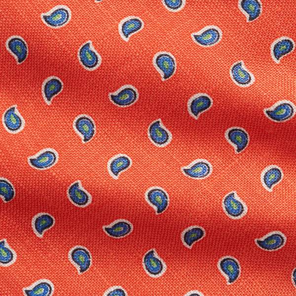 Orange Pine-Print Linen Tie Polo Ralph Lauren 3