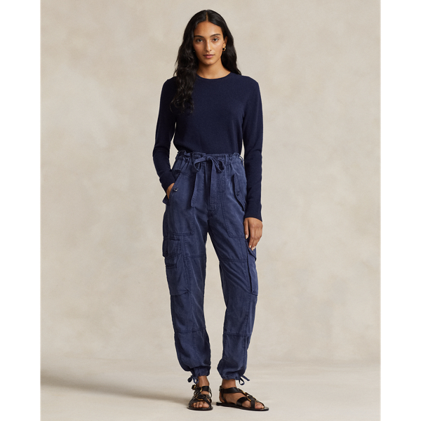 Linen Blend Twill Cargo Pant