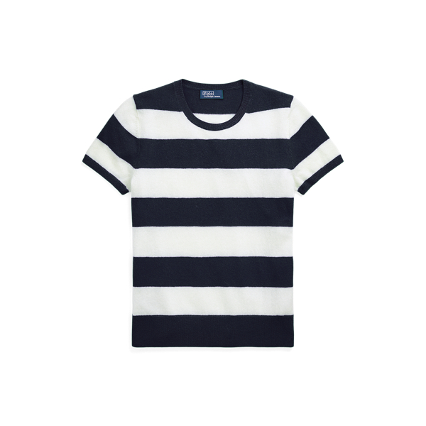 Striped Cashmere Short-Sleeve Jumper