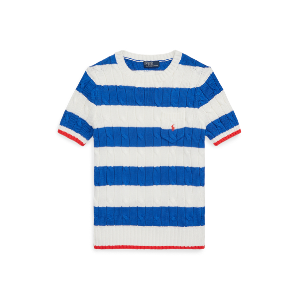 Pull torsad&eacute; &agrave; manches courtes en coton Polo Ralph Lauren en 1