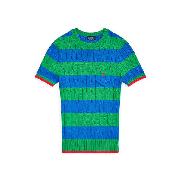 Stripe Cable Cotton Short-Sleeve Sweater Polo Ralph Lauren 1