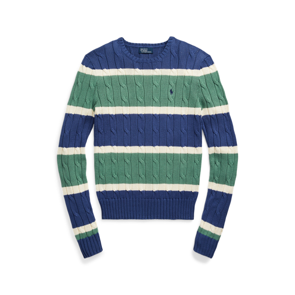 Striped Cable Cotton Crewneck Jumper Polo Ralph Lauren 1