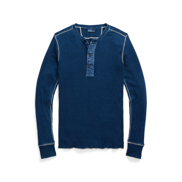 Indigoblaues Baumwoll-Henley Polo Ralph Lauren in 1