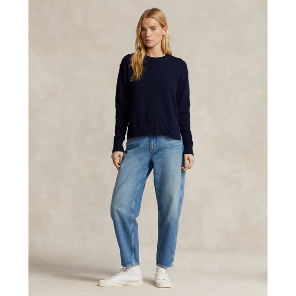 Pull col rond en coton 