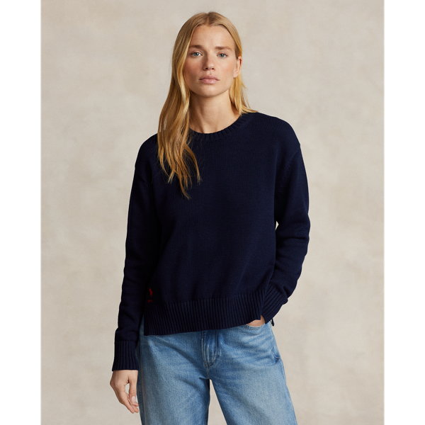 Pull col rond en coton 