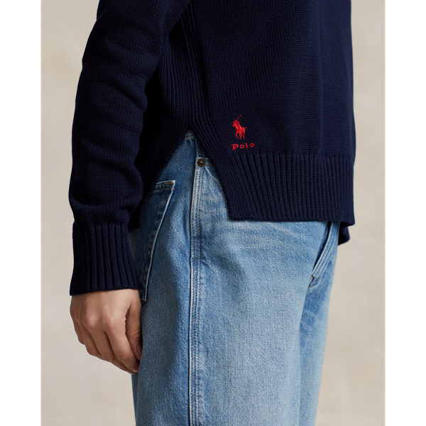 Pull col rond en coton 
