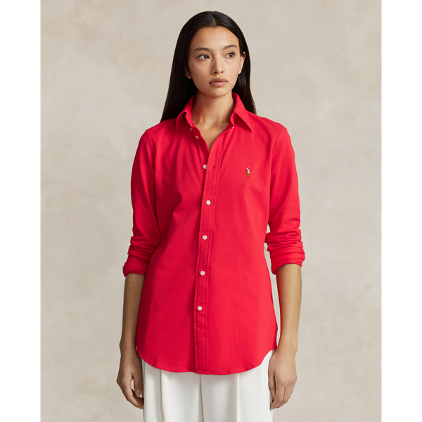 Slim-Fit Oxfordhemd aus Baumwollstrick