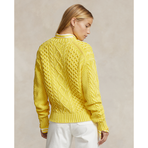 Yellow Cable-Knit Cotton Crewneck Jumper Polo Ralph Lauren 5