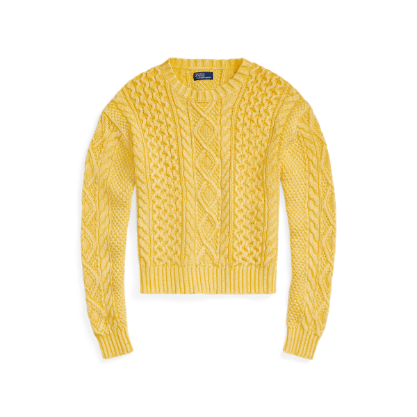 Yellow Cable-Knit Cotton Crewneck Jumper Polo Ralph Lauren 2