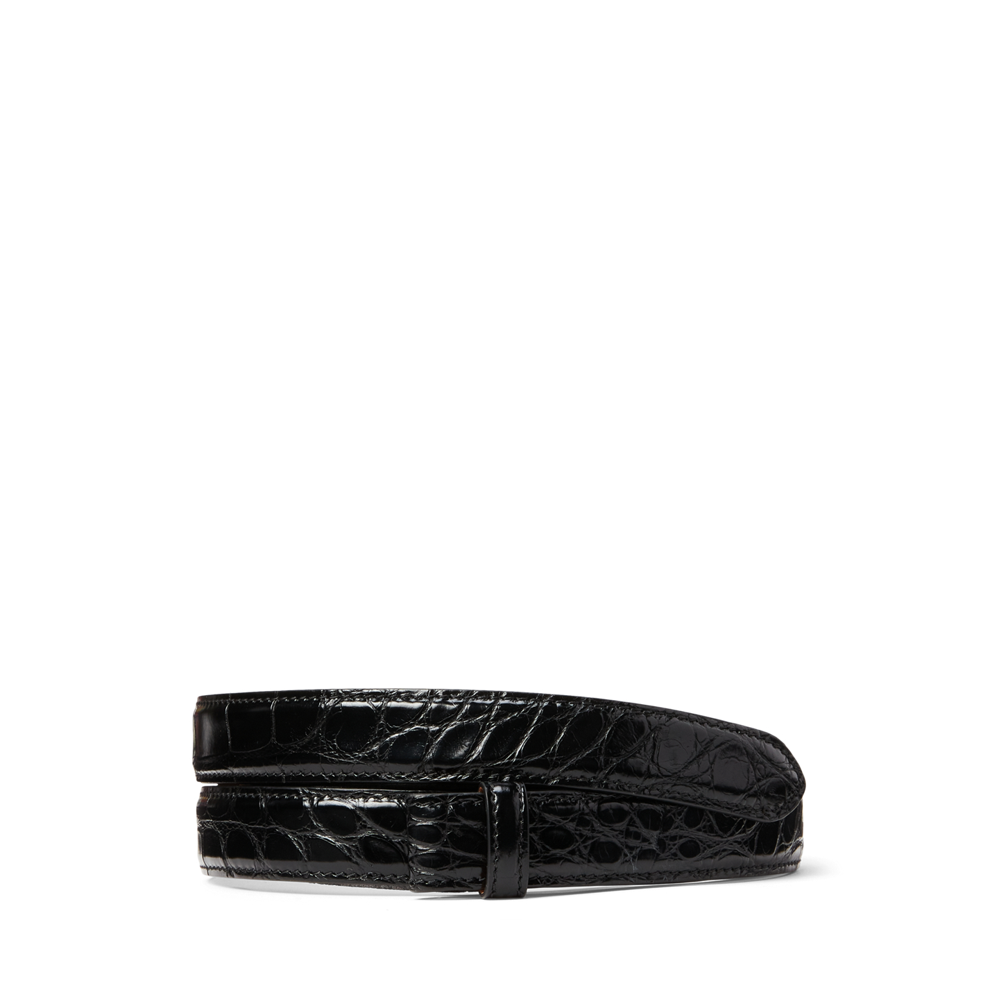 Ralph Lauren Alligator Belt Strap, цвет: Чёрный — фото 2