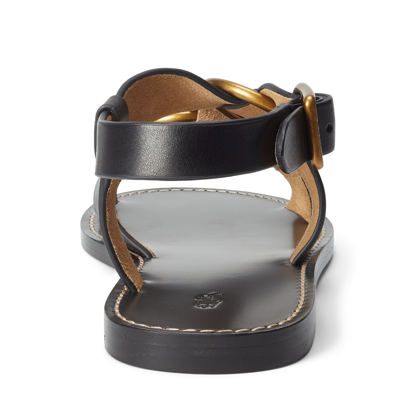 Женские сандалии Ralph Lauren Double O-Ring Leather Sandal, цвет: Чёрный — фото 2