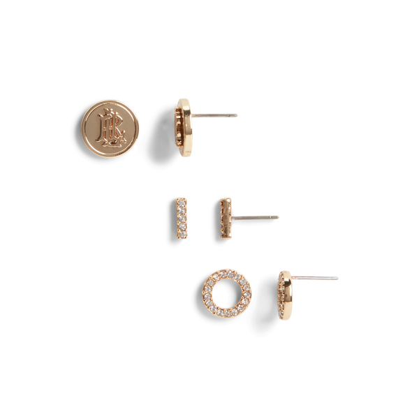 Gold/Crystal Gold-Tone Pav&eacute; Earring Set Lauren 2