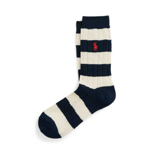 Rugby-Stripe Cable-Knit Crew Socks Polo Ralph Lauren 1
