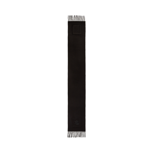 Black Faux-Leather-Logo Wool-Blend Scarf Lauren 2