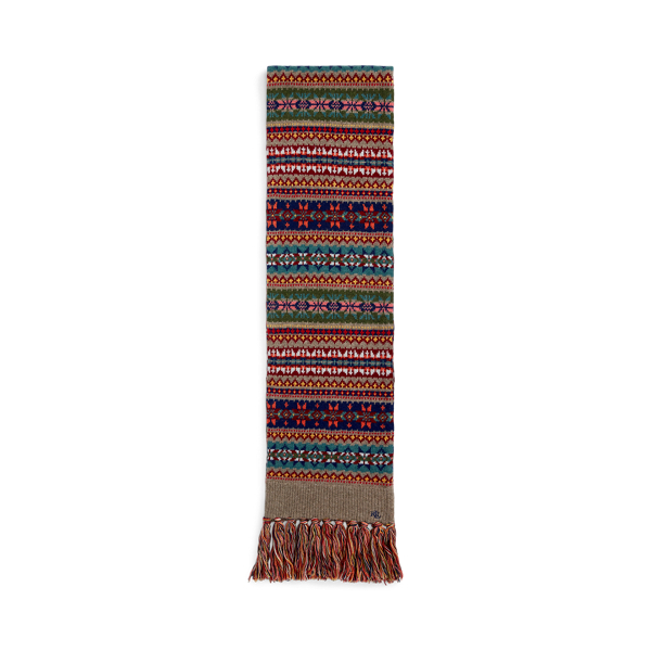 Fair Isle Fringe-Trim Wool-Blend Scarf