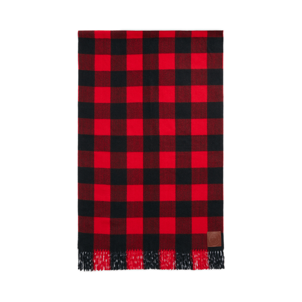 Black/Red Buffalo Check Brushed Wrap Scarf Lauren 2