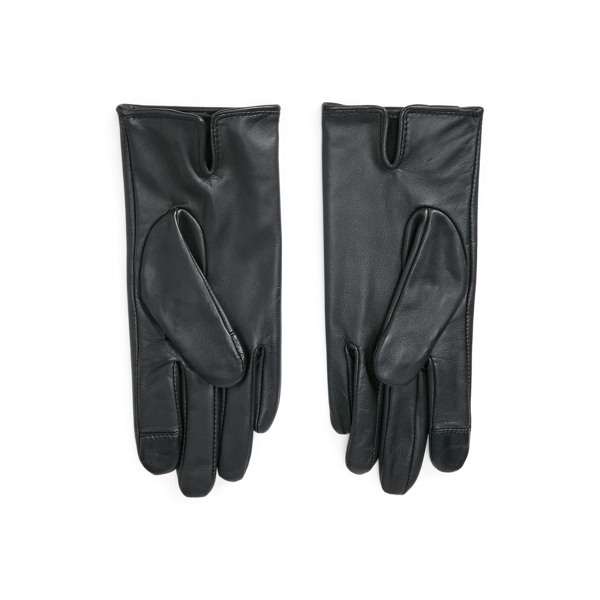 Black Oval-Logo Sheepskin Tech Gloves Lauren 2