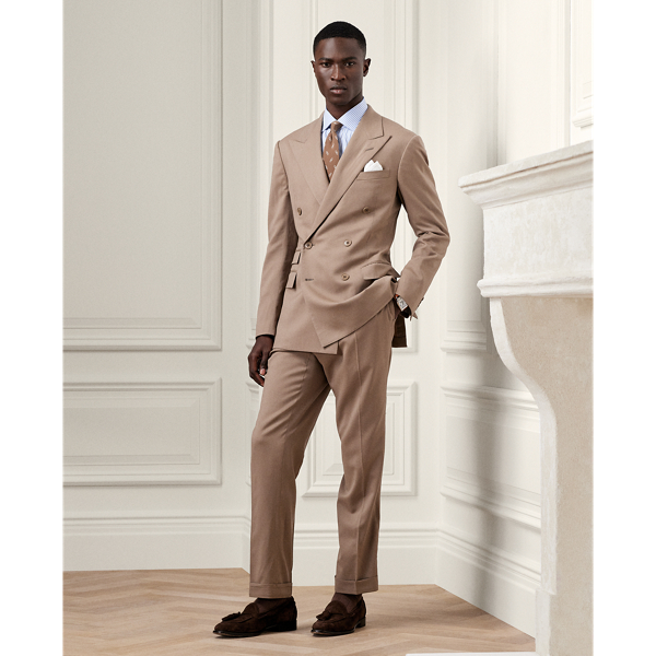 Taupe Kent Hand-Tailored Wool Gabardine Suit  Purple Label 1