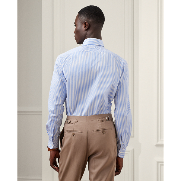 Light Blue Handmade Bengal-Stripe Poplin Shirt Purple Label 5