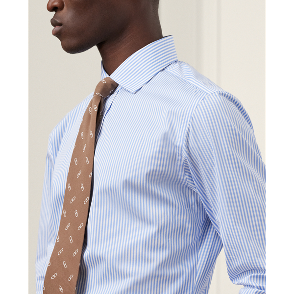 Light Blue Handmade Bengal-Stripe Poplin Shirt Purple Label 6