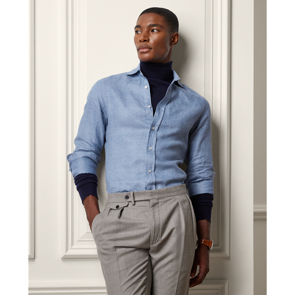 Supply Blue Brushed Linen Twill Shirt Purple Label 1