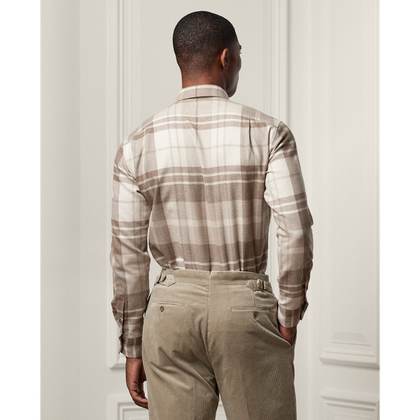 Truffle/Taupe Plaid Wool-Silk-Cashmere Shirt Purple Label 5