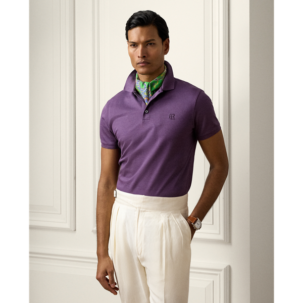 Purple Thistle Melange Custom Slim Fit Piqué Polo Shirt Purple Label 1