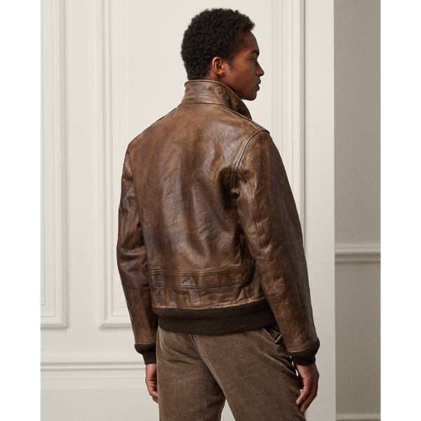 Classic leather bomber jacket best sale