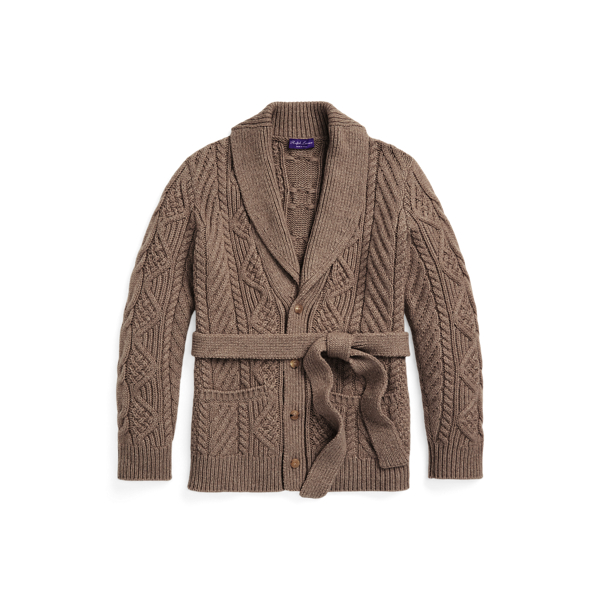 Cable Knit Cashmere Belted Cardigan