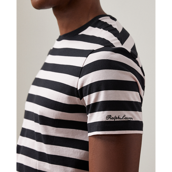 Crystal Rose Multi Striped Lisle Crewneck T-Shirt Purple Label 6