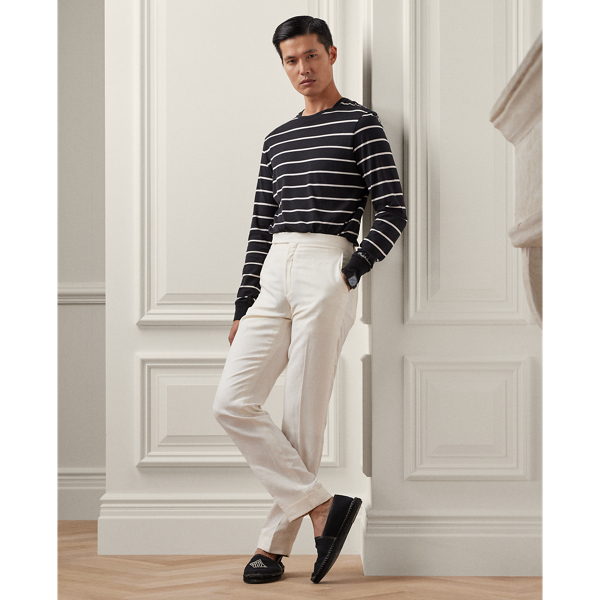 Black Striped Lisle Long-Sleeve T-Shirt Purple Label 4