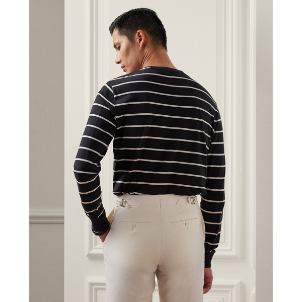 Black Striped Lisle Long-Sleeve T-Shirt Purple Label 5