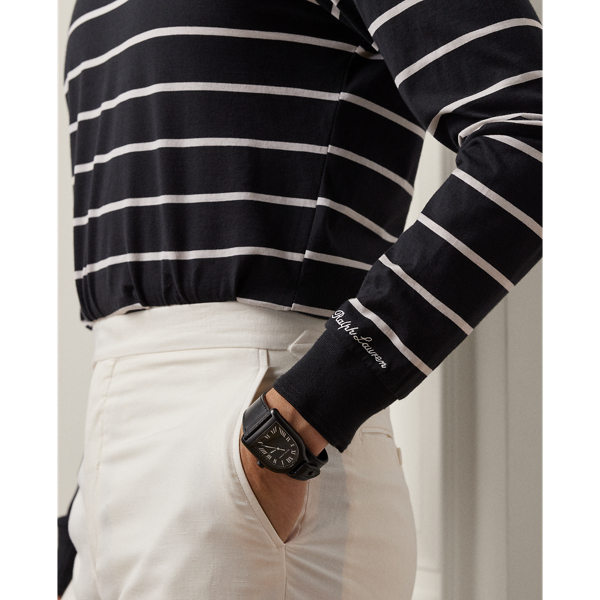 Black Striped Lisle Long-Sleeve T-Shirt Purple Label 6