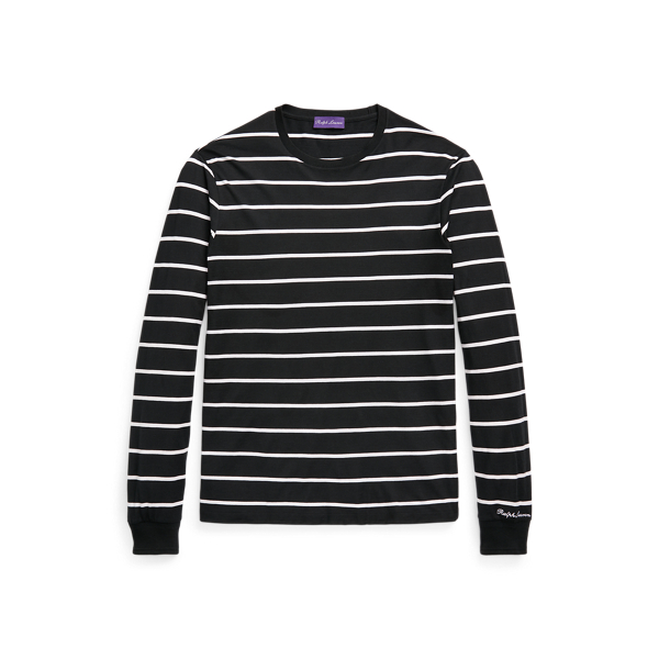 Black Striped Lisle Long-Sleeve T-Shirt Purple Label 2