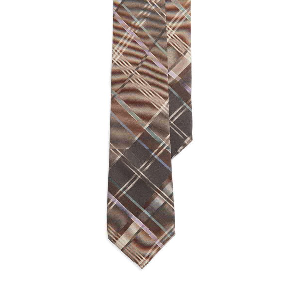 Corbata de crep&eacute; de seda con cuadros 