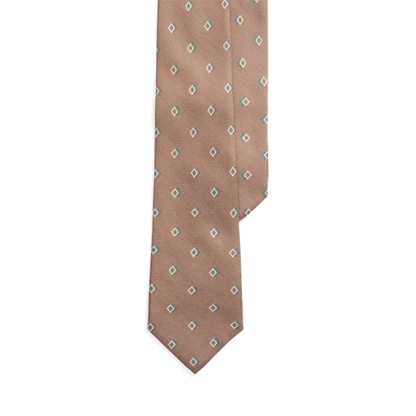 Dark Taupe Diamond-Print Cashmere-Silk Tie Purple Label 1