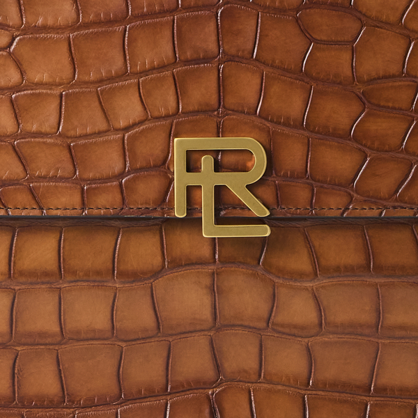 Gold RL Pebbled Alligator Briefcase Purple Label 6