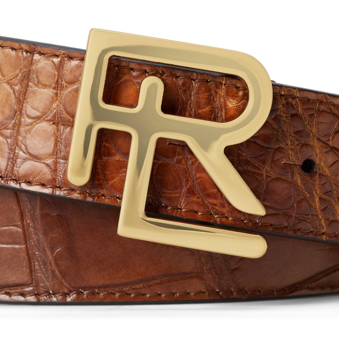 Мужской ремень Ralph Lauren RL-Buckle Alligator, цвет: Золотой — фото 1