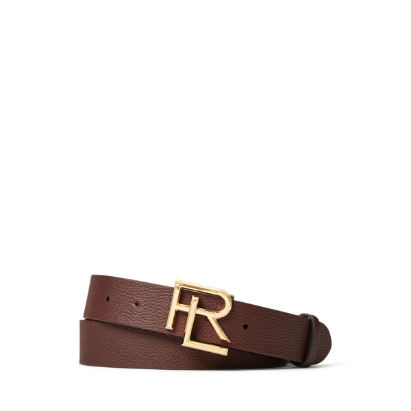 RL-Buckle Pebbled Calfskin Belt