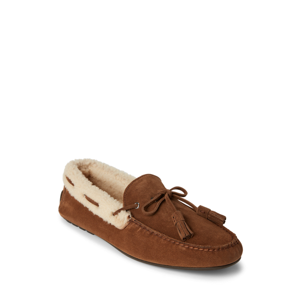 Taupe Harold Shearling-Lined Calf-Suede Driver Purple Label 2