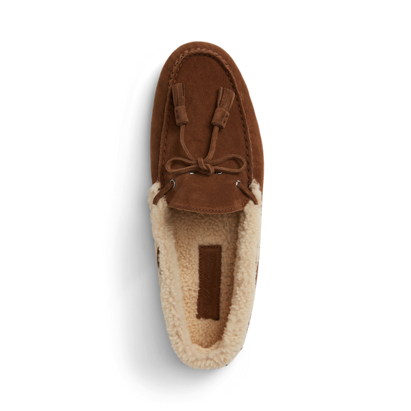 Taupe Harold Shearling-Lined Calf-Suede Driver Purple Label 4