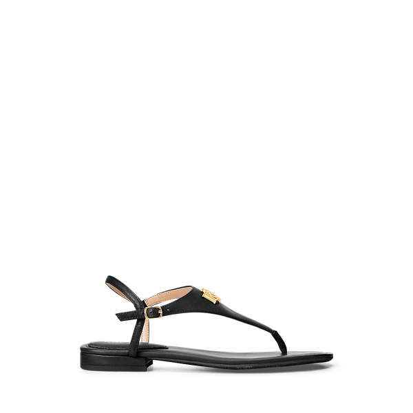 Black Ellington Burnished Leather Sandal Lauren 1