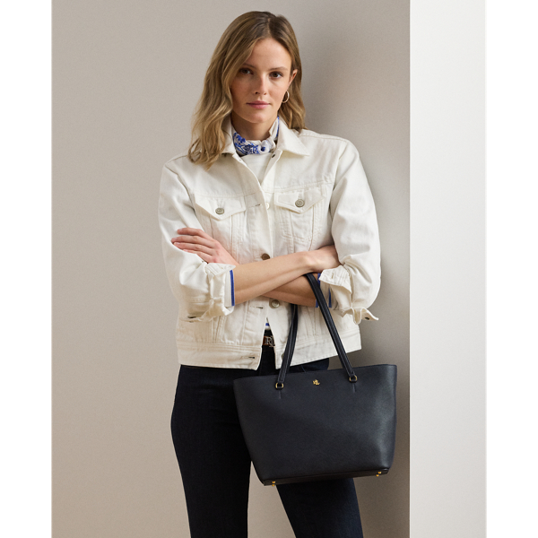 Crosshatch Leather Medium Karly Tote for Women | Ralph