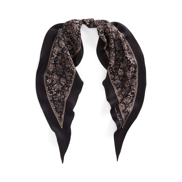 Floral Silk Twill Diamond Scarf