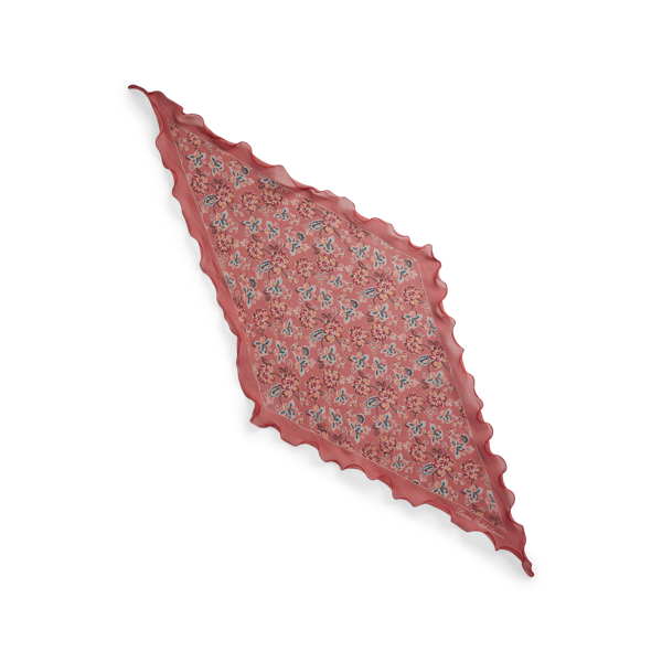 Pink Floral Silk Chiffon Diamond Scarf Lauren 2