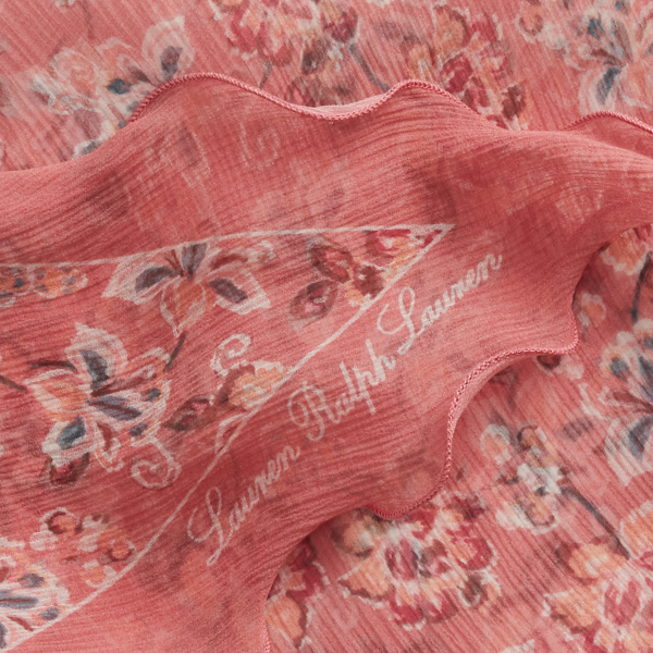 Pink Floral Silk Chiffon Diamond Scarf Lauren 3
