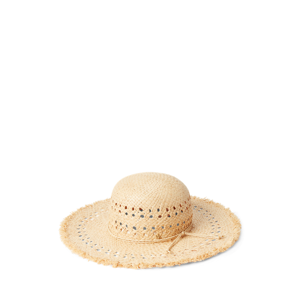 Fringe-Trim Raffia Sun Hat